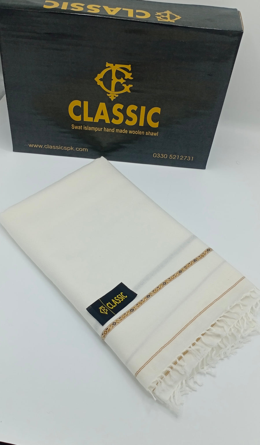 Premium White Wool Shawl – Handmade